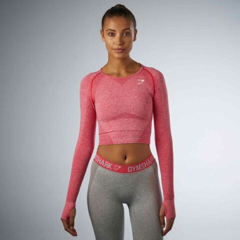 Gymshark Seamless Long Sleeve Crop Pink Marl